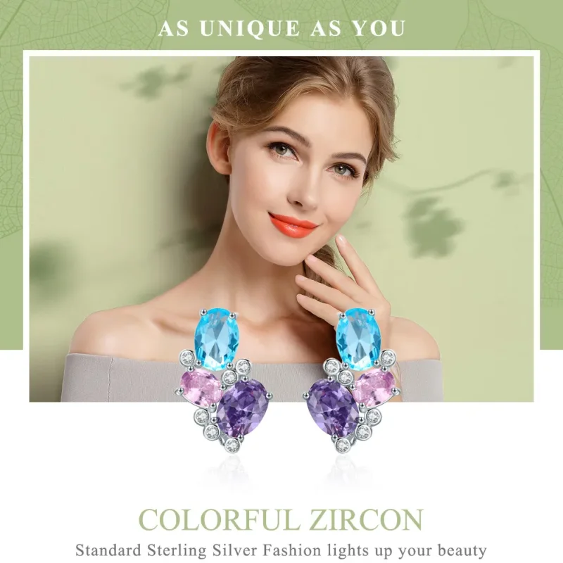 (immagine per) Orecchini a Lobo tipo Pandora Zircone colorato - SCE579 - Visualizza 2