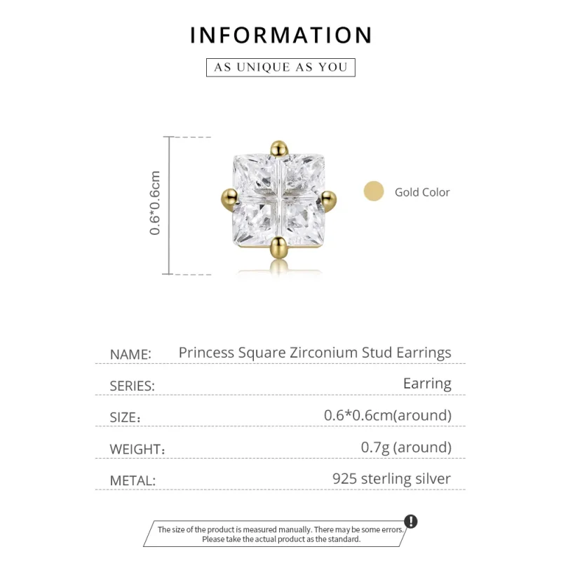 (immagine per) Orecchini a Lobo tipo Pandora Zirconio Princess Square - SCE1090 - Visualizza 2
