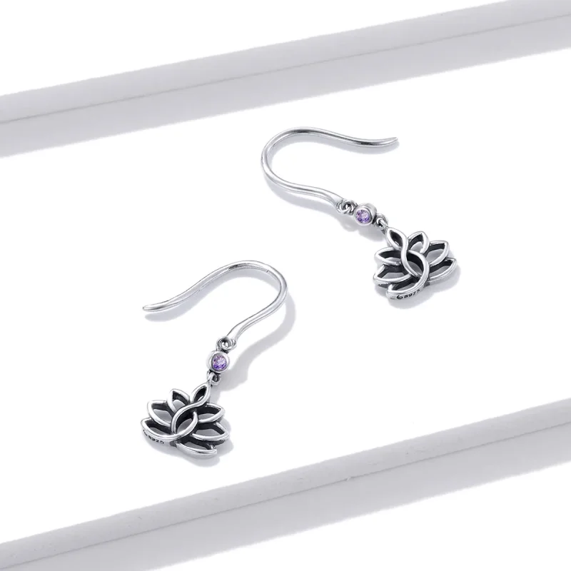 (immagine per) Orecchini Pendenti tipo Pandora Eleganti fiori di loto - BSE451 - Visualizza 4