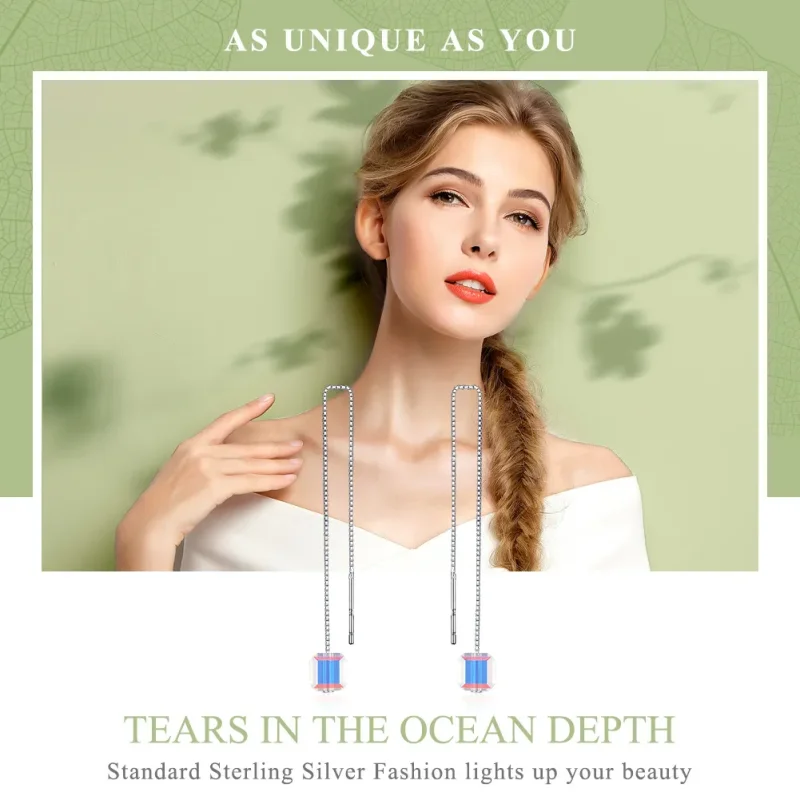 (immagine per) Orecchini Pendenti tipo Pandora Lacrime nella profondità dell'oceano - SCE501 - Visualizza 2