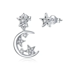 (immagine per) Orecchini Pendenti tipo Pandora Luna asimmetrica della stella luminosa - SCE813