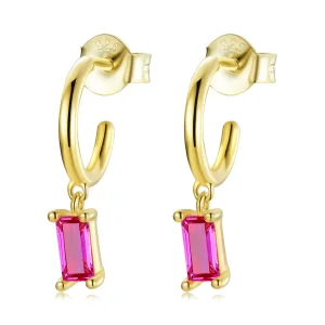(immagine per) Orecchini Pendenti tipo Pandora Zirconio cubico colorato - Rosa - SCE1242-RD
