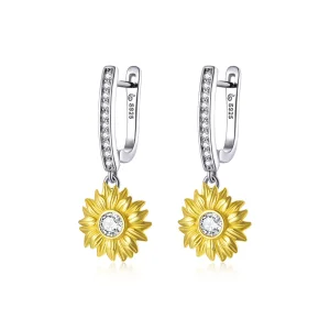 Orecchini a Cerchio tipo Pandora Fiore del sole - BSE469 (immagine per) Orecchini a Cerchio tipo Pandora Fiore del sole - BSE469