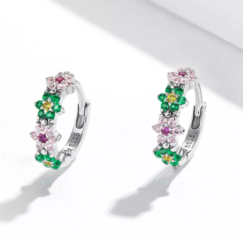 (immagine per) Orecchini a Cerchio tipo Pandora Fiori delicati - SCE1320 - Visualizza 2