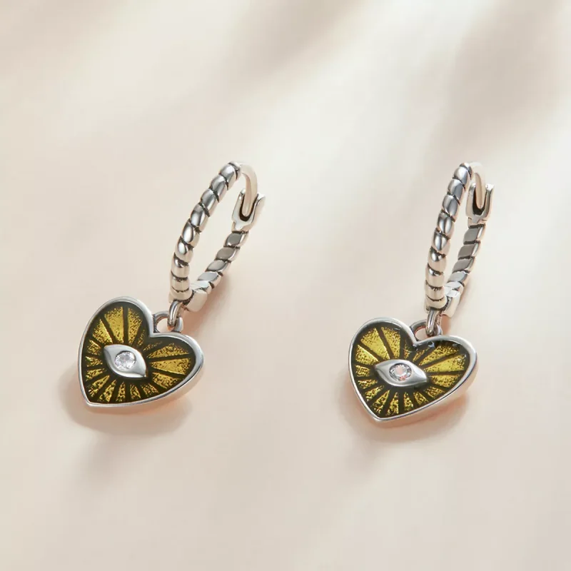 (immagine per) Orecchini a Cerchio tipo Pandora Love Devil Eyes - Giallo limone - SCE1270-YE - Visualizza 5