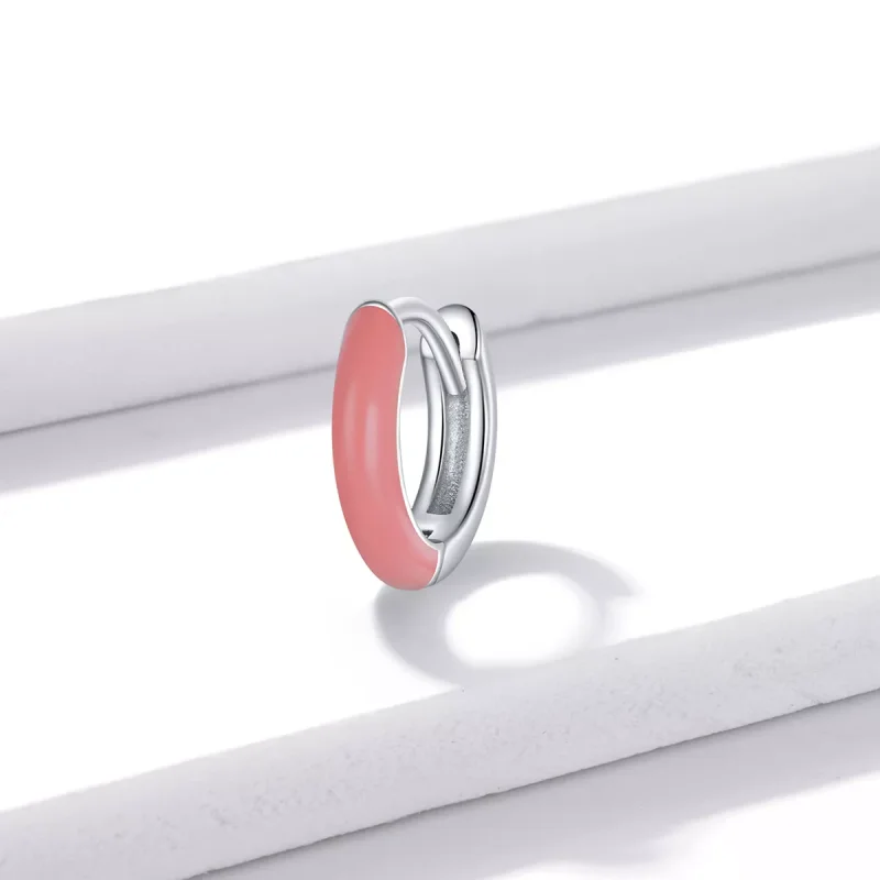 (immagine per) Orecchini a Cerchio tipo Pandora Piccola Rosa - BSE488-PK - Visualizza 2