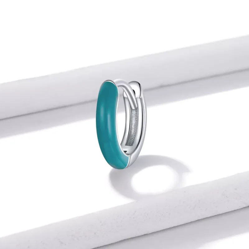 (immagine per) Orecchini a Cerchio tipo Pandora Piccolo Blu - BSE488-BU - Visualizza 2