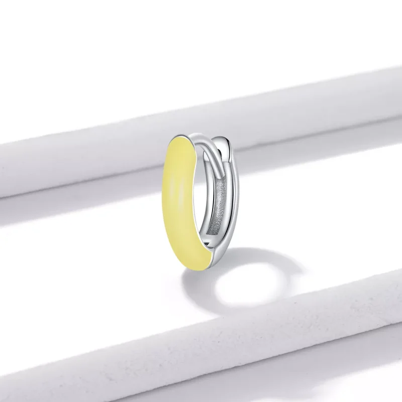 (immagine per) Orecchini a Cerchio tipo Pandora Piccolo Giallo - BSE488-YE - Visualizza 2