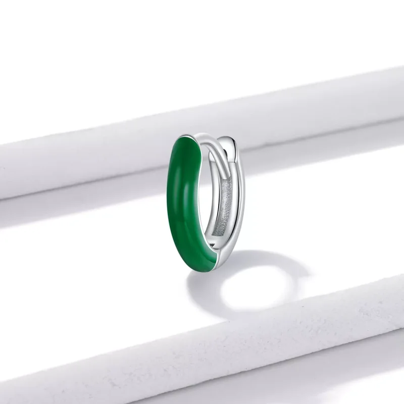 (immagine per) Orecchini a Cerchio tipo Pandora Piccolo Verde - BSE488-GN - Visualizza 2