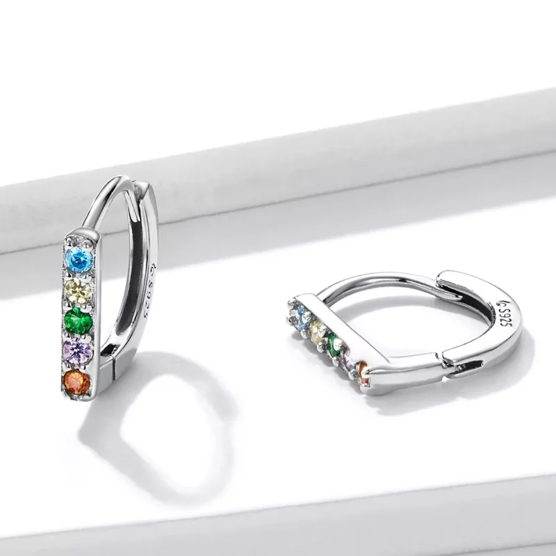 (immagine per) Orecchini a Cerchio tipo Pandora Zircone colorato - BSE576 - Visualizza 2