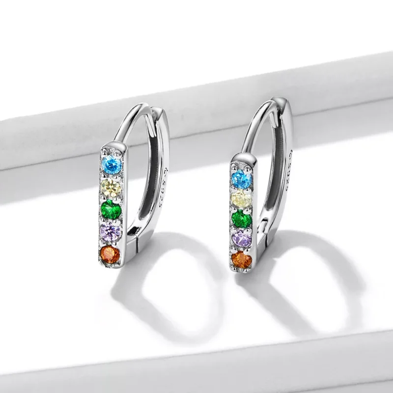 (immagine per) Orecchini a Cerchio tipo Pandora Zircone colorato - BSE576 - Visualizza 3