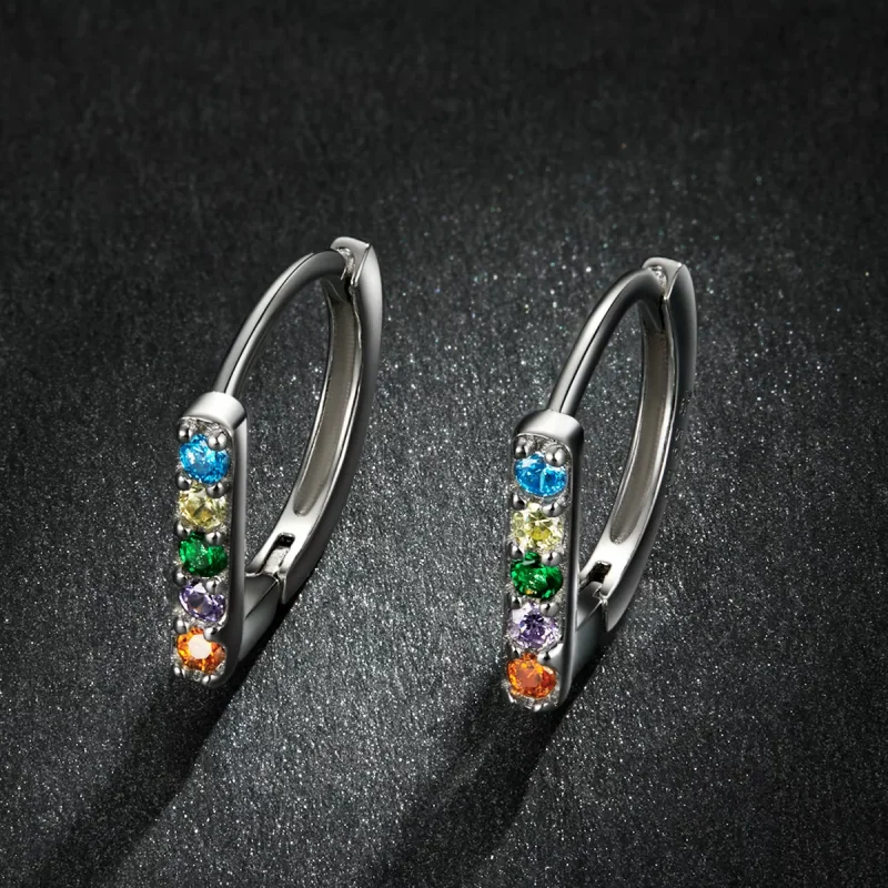 (immagine per) Orecchini a Cerchio tipo Pandora Zircone colorato - BSE576 - Visualizza 5