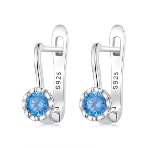 (immagine per) Orecchini a Cerchio tipo Pandora Zirconio blu semplice - BSE686