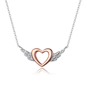Collana tipo Pandora Bicolore Ala del cuore - BSN162 (immagine per) Collana tipo Pandora Bicolore Ala del cuore - BSN162