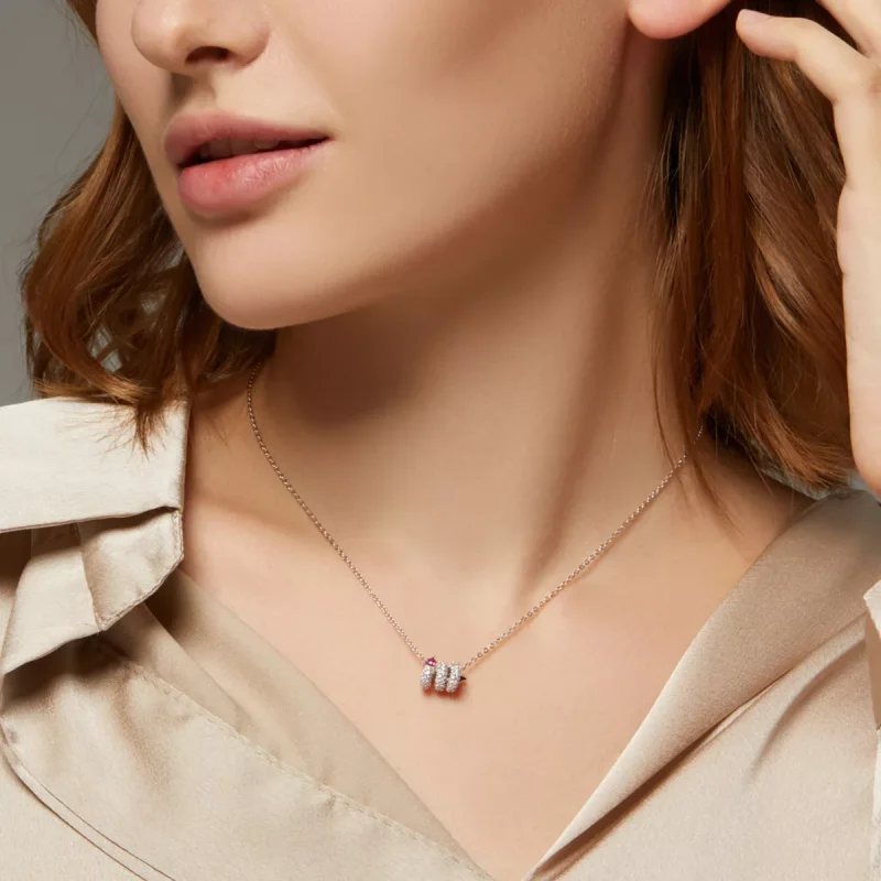 (immagine per) Collana tipo Pandora Cuore di serpente romantico - BSN150 - Visualizza 5