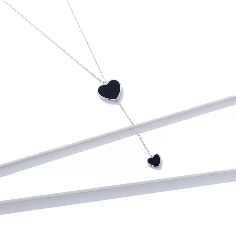 (immagine per) Collana tipo Pandora Cuore nero - BSN095 - Visualizza 4