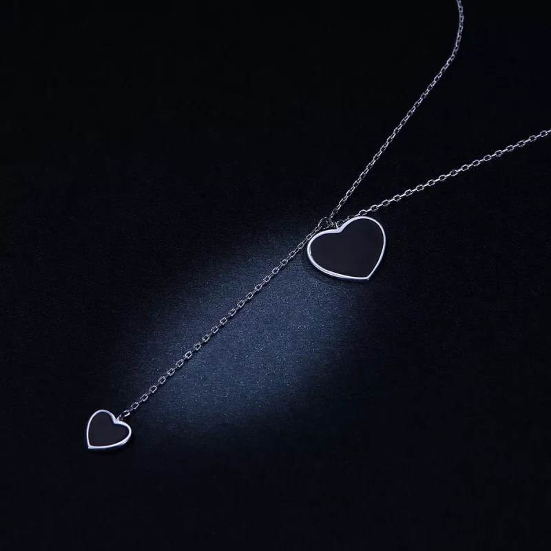 (immagine per) Collana tipo Pandora Cuore nero - BSN095 - Visualizza 5