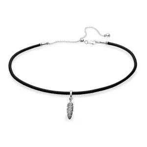(immagine per) Choker PANDORA Nero con Piuma