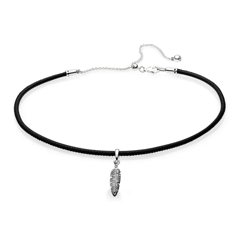 (immagine per) Choker PANDORA Nero con Piuma