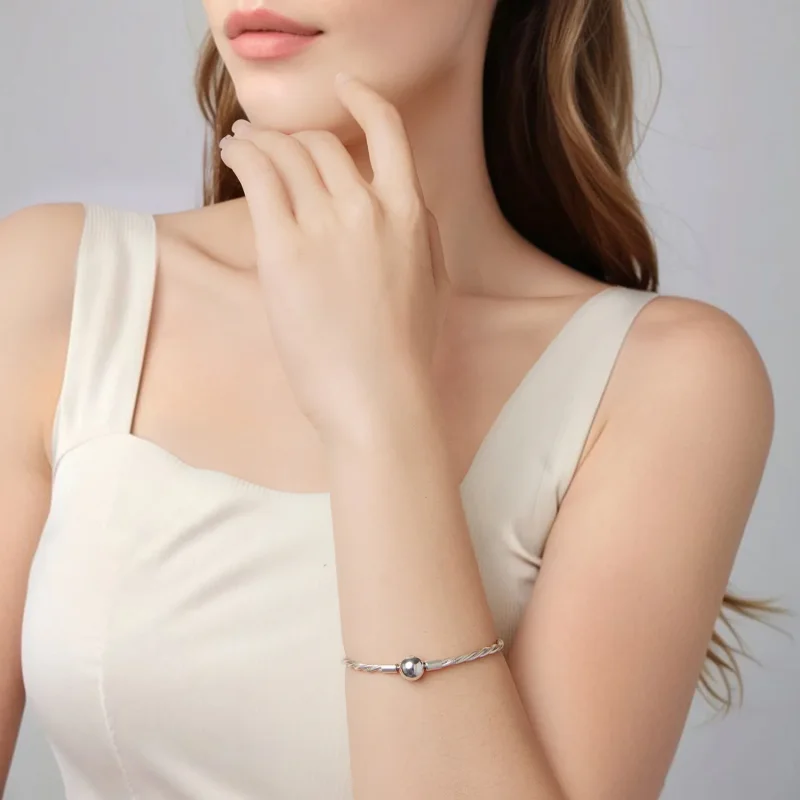 (immagine per) Bracciale intrecciato PANDORA a catena con chiusura a sfera - BSB228 - Visualizza 4