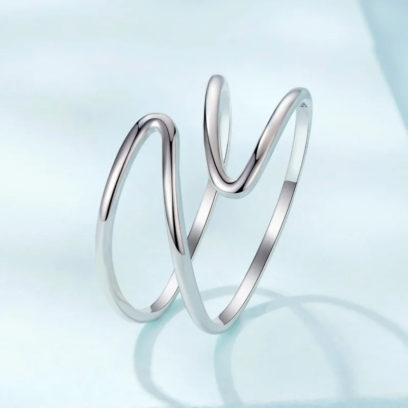 (immagine per) Anello onda argento PANDORA doppio profilo aperto - SCR1159-E - Visualizza 2