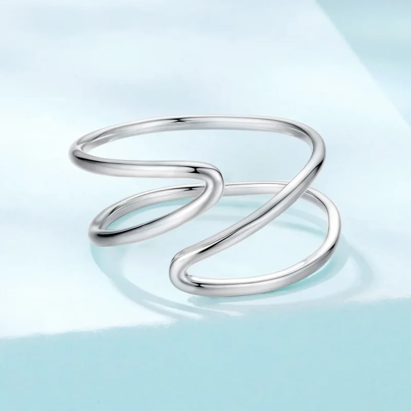 (immagine per) Anello onda argento PANDORA doppio profilo aperto - SCR1159-E - Visualizza 3