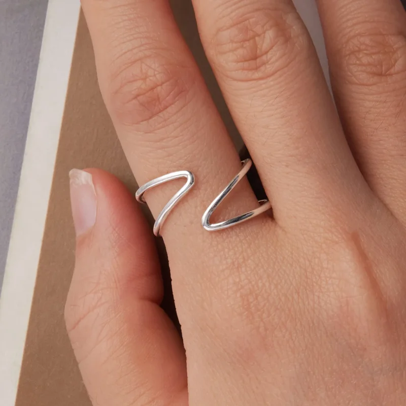 (immagine per) Anello onda argento PANDORA doppio profilo aperto - SCR1159-E - Visualizza 4