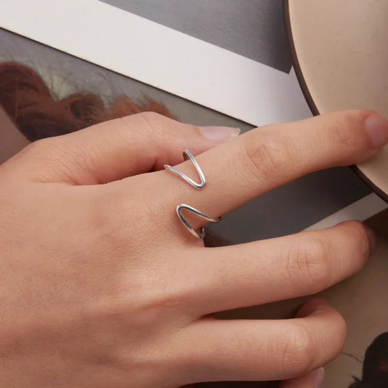 (immagine per) Anello onda argento PANDORA doppio profilo aperto - SCR1159-E - Visualizza 5