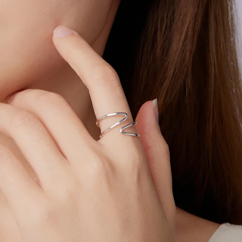 (immagine per) Anello onda argento PANDORA doppio profilo aperto - SCR1159-E - Visualizza 8