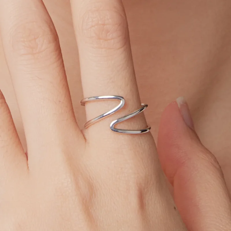(immagine per) Anello onda argento PANDORA doppio profilo aperto - SCR1159-E - Visualizza 9