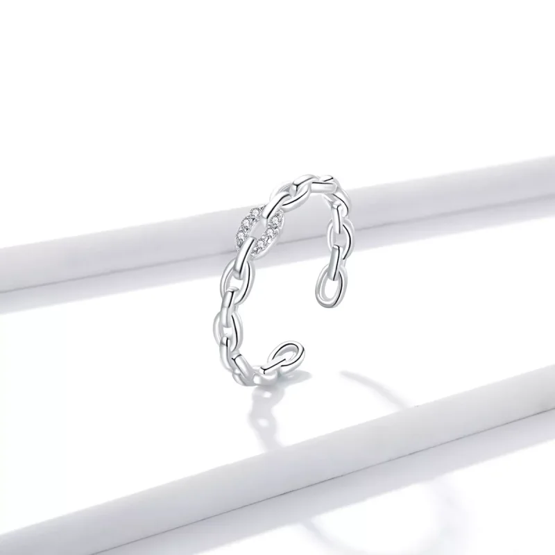 (immagine per) Anello aperto tipo Pandora Catena geometrica - BSR145 - Visualizza 3