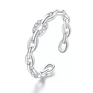 Anello aperto tipo Pandora Catena geometrica - BSR145 (immagine per) Anello aperto tipo Pandora Catena geometrica - BSR145