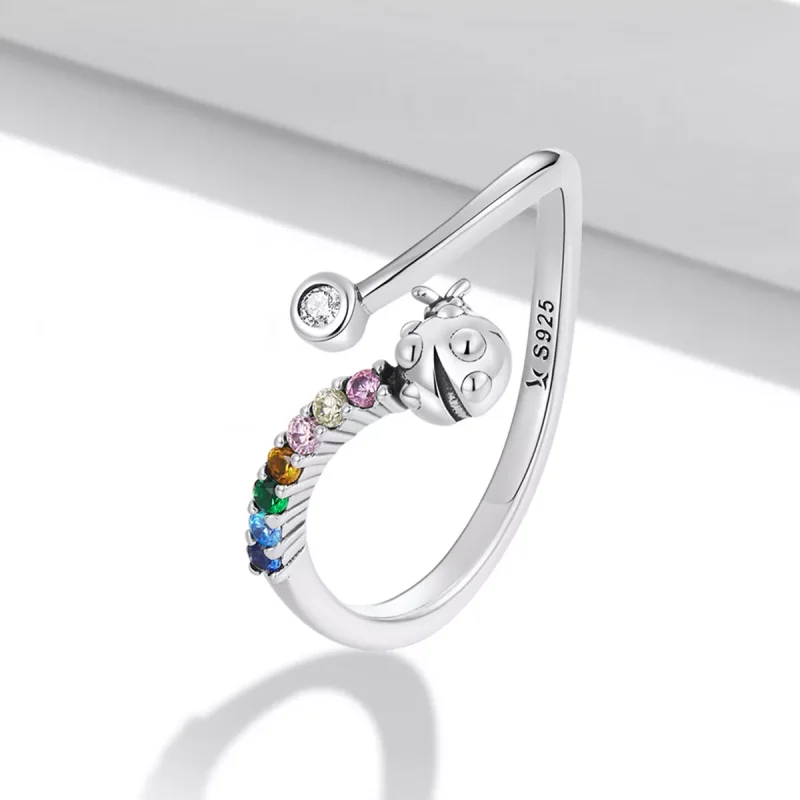 (immagine per) Anello aperto tipo Pandora Coccinella in zirconio colorato - SCR785 - Visualizza 2