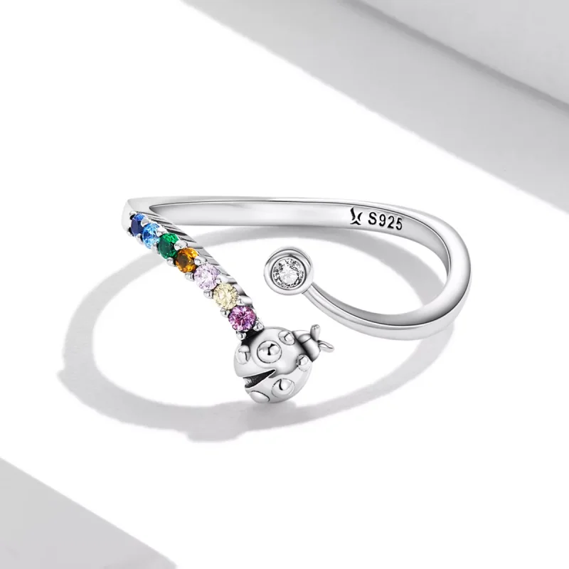 (immagine per) Anello aperto tipo Pandora Coccinella in zirconio colorato - SCR785 - Visualizza 3
