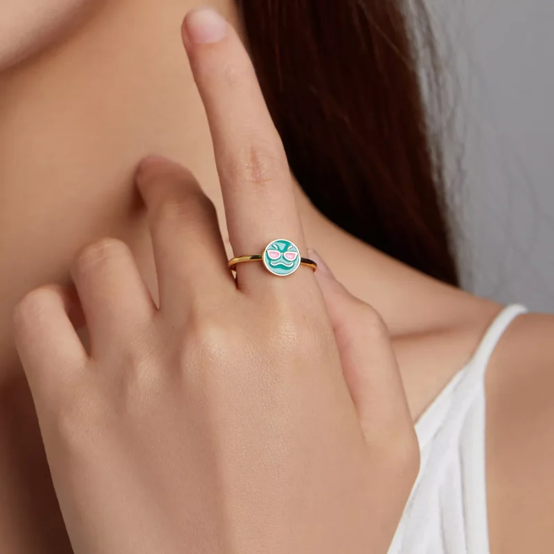 (immagine per) Anello aperto tipo Pandora Emoji - Fantastico - SCR737-A - Visualizza 5