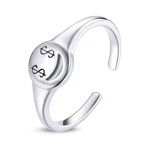 (immagine per) Anello aperto tipo Pandora Emoji - Guarda i soldi con gli occhi aperti - SCR738