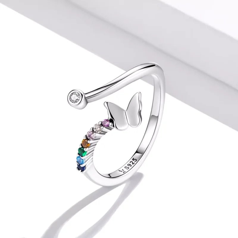 (immagine per) Anello aperto tipo Pandora Farfalla arcobaleno - SCR730 - Visualizza 2