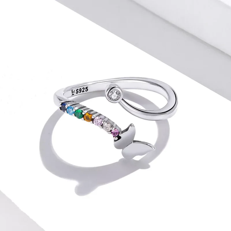 (immagine per) Anello aperto tipo Pandora Farfalla arcobaleno - SCR730 - Visualizza 3
