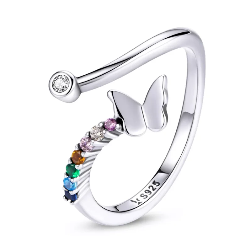 (immagine per) Anello aperto tipo Pandora Farfalla arcobaleno - SCR730