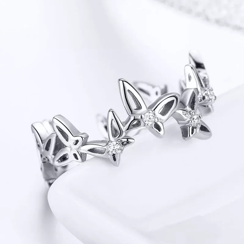 (immagine per) Anello aperto tipo Pandora Farfalle danzanti - BSR027 - Visualizza 3