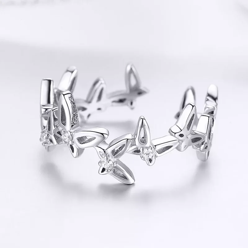 (immagine per) Anello aperto tipo Pandora Farfalle danzanti - BSR027 - Visualizza 4