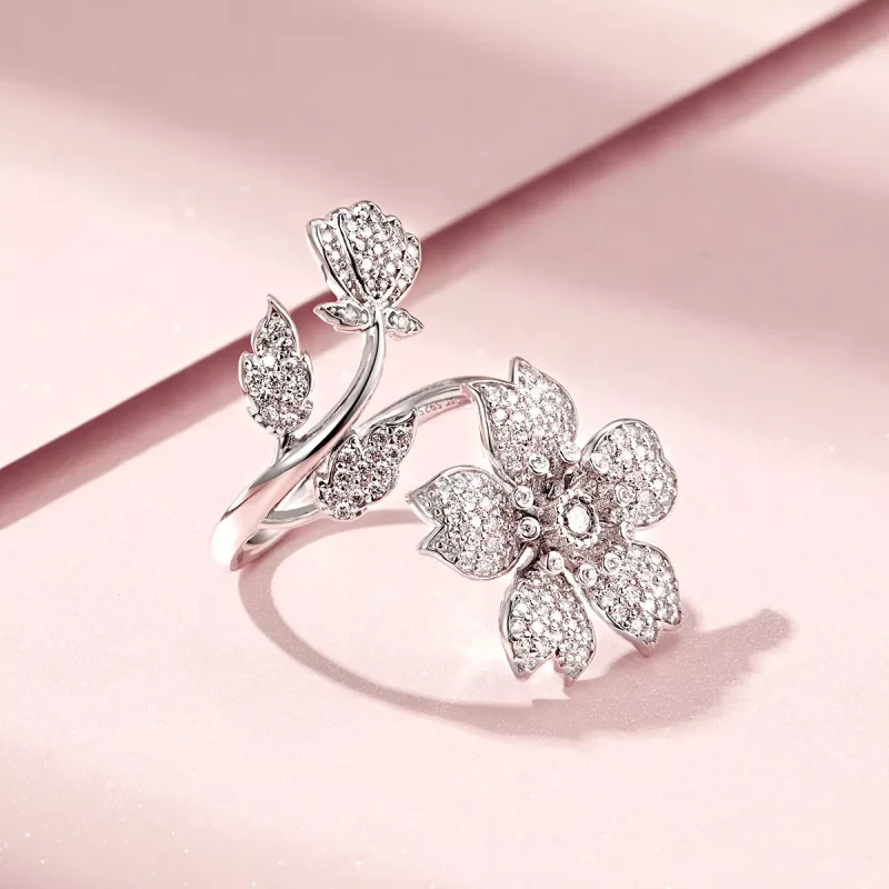 (immagine per) Anello aperto tipo Pandora Fiori di ciliegio - BSR076 - Visualizza 4