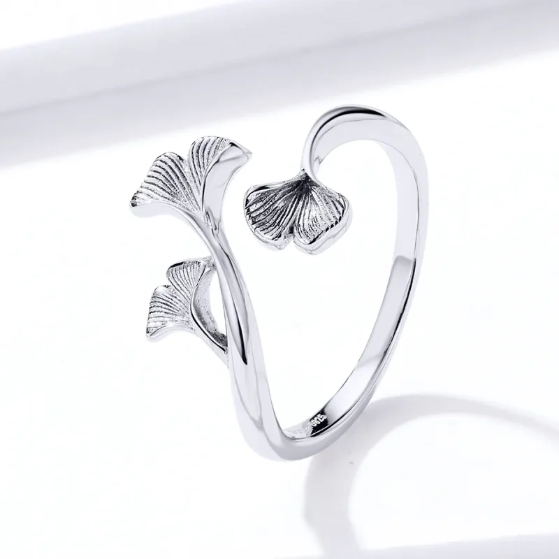 (immagine per) Anello aperto tipo Pandora Foglia di ginkgo - BSR097 - Visualizza 2