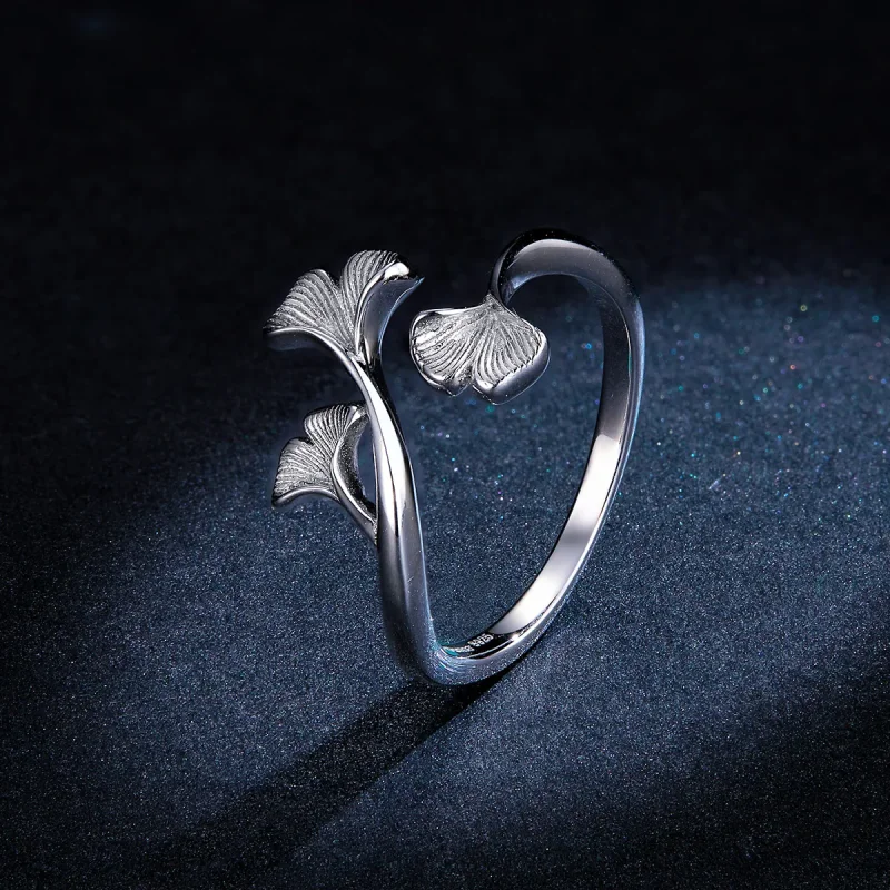 (immagine per) Anello aperto tipo Pandora Foglia di ginkgo - BSR097 - Visualizza 8