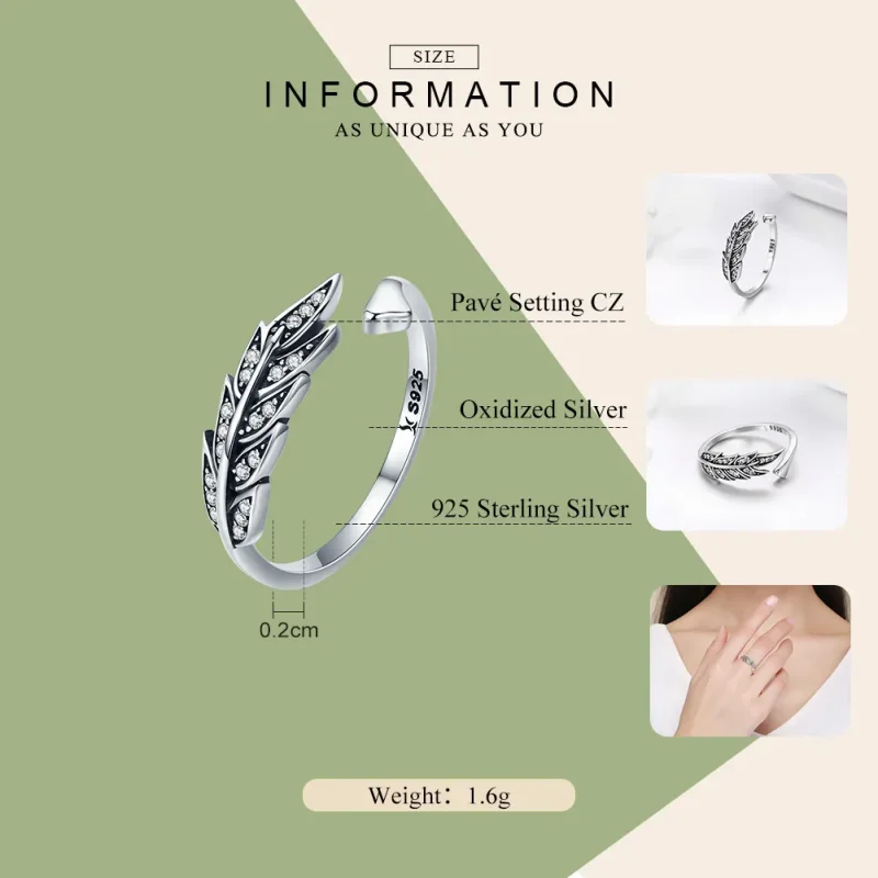 (immagine per) Anello aperto tipo Pandora Foglie meravigliose - SCR313 - Visualizza 4