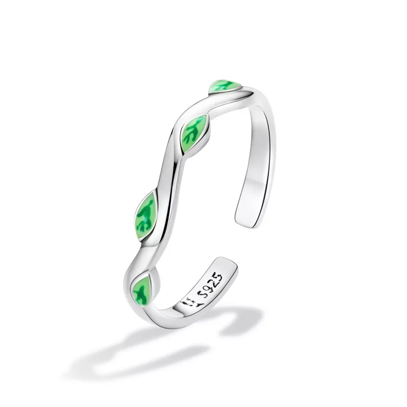 (immagine per) Anello aperto tipo Pandora Foglie verdi - SCR808 - Visualizza 2