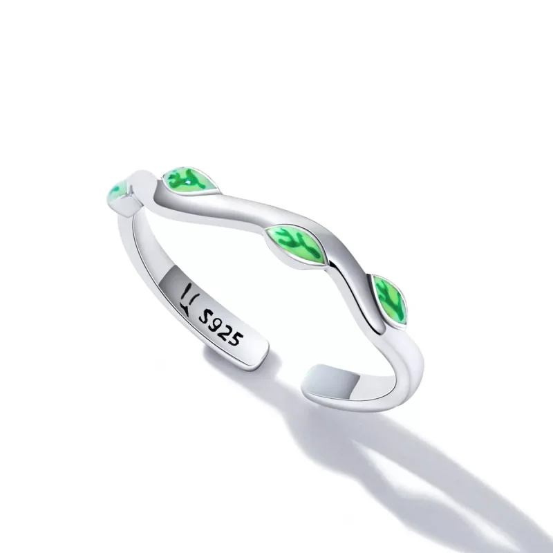 (immagine per) Anello aperto tipo Pandora Foglie verdi - SCR808 - Visualizza 5