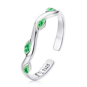 (immagine per) Anello aperto tipo Pandora Foglie verdi - SCR808