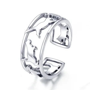 (immagine per) Anello aperto tipo Pandora Gatti felici - SCR473