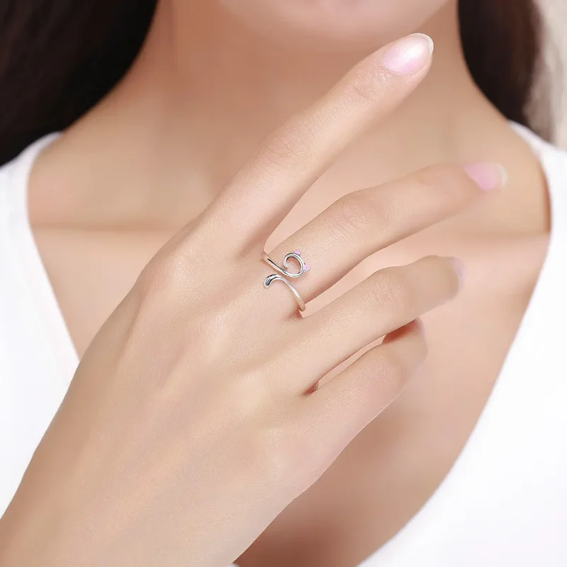 (immagine per) Anello aperto tipo Pandora Gatti innamorati - SCR341 - Visualizza 3